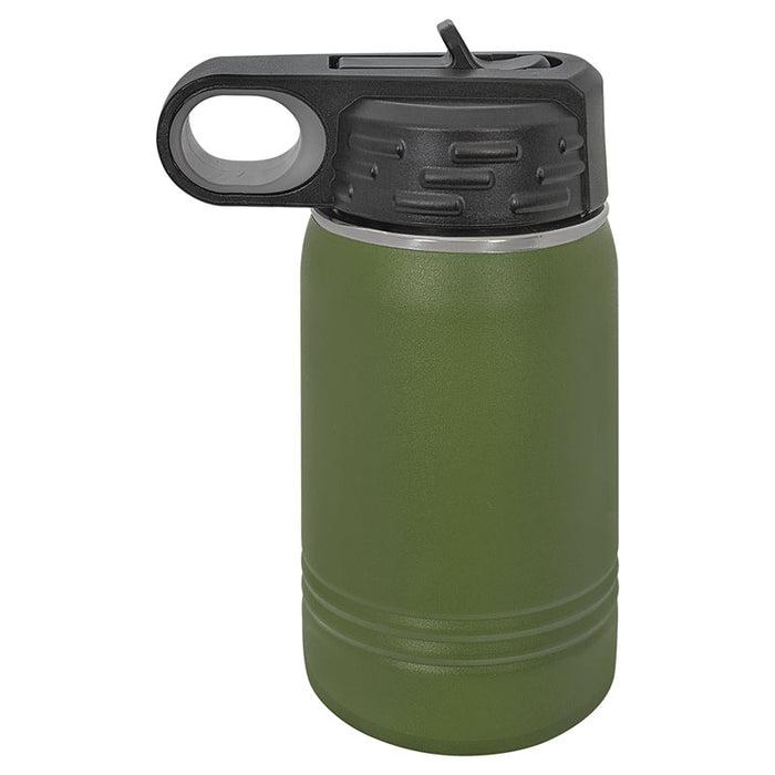 12 oz Kids Stainless Steel Powder Coated Blank Insulated Sport Water Bottle Polar Camel