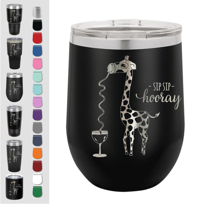 Sip Sip Hooray Giraffe Insulated Wine/Coffee/Beverage Stainless Steel Tumbler