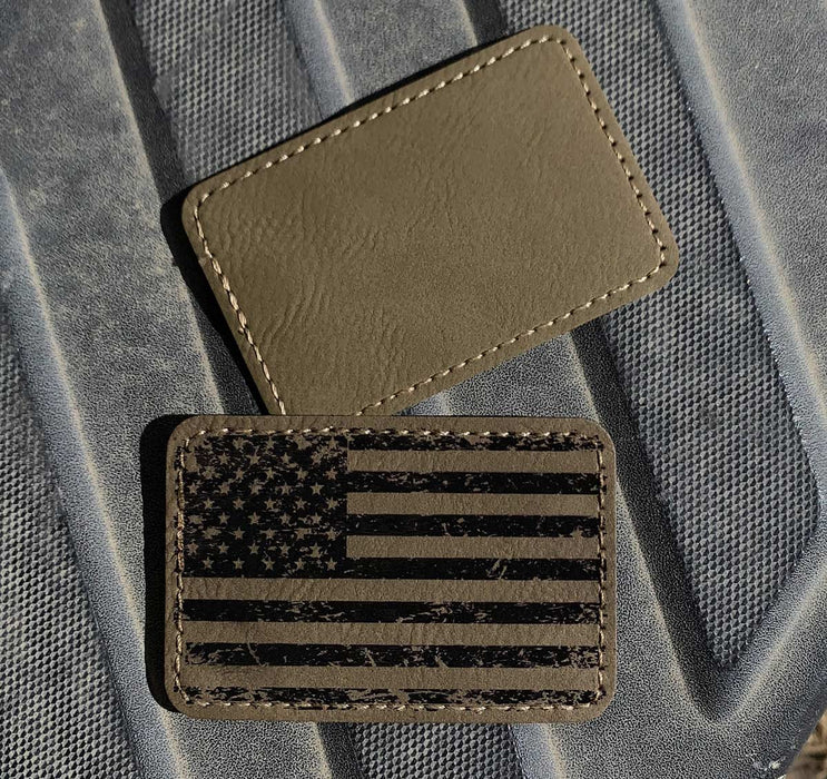 Tan Rectangle Leatherette Self Adhesive Patch, 2" x 3"