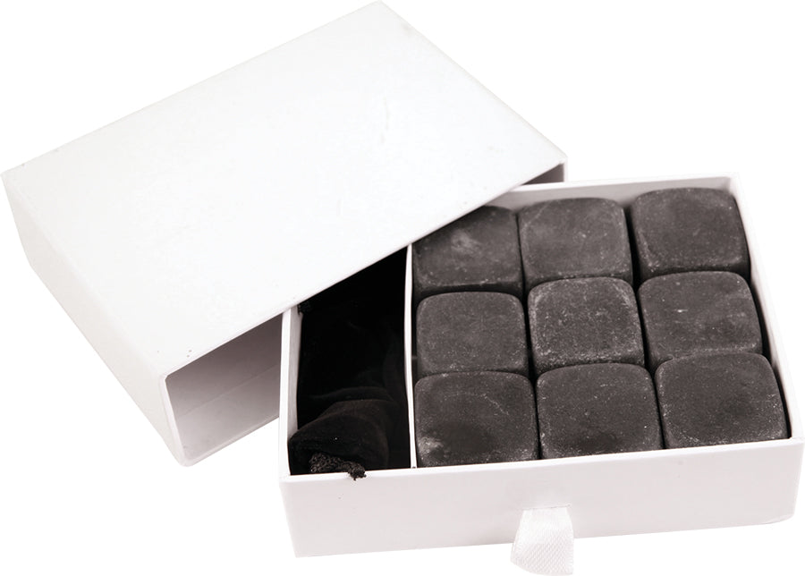 Juego de piedras de whisky de basalto de 9 piezas de 1" x 1", grabado láser opcional