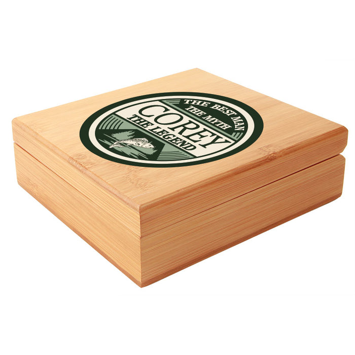 1" x 1" Deluxe 9-Piece Steel Whiskey Stone Set in Bamboo Case, Optional Laser Engraving