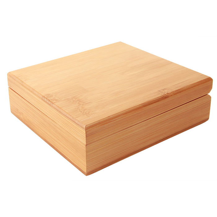 1" x 1" Deluxe 9-Piece Steel Whiskey Stone Set in Bamboo Case, Optional Laser Engraving
