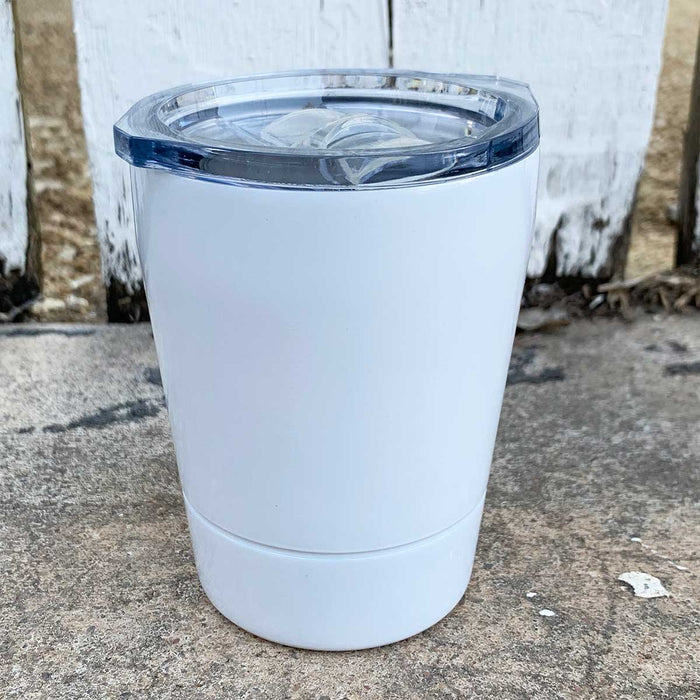 8 oz Travel Tumbler for Kids (or XL Shot Glass) w Logo Laser Engraved on Insulated Stainless Steel + Lid